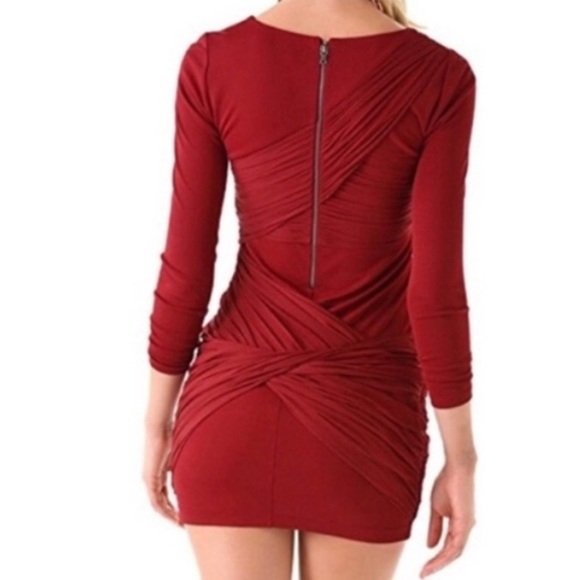 Alice + Olivia Red Silk Long Sleeve Ruched Goddess Mini Dress Size 6 NWT - Picture 6 of 16